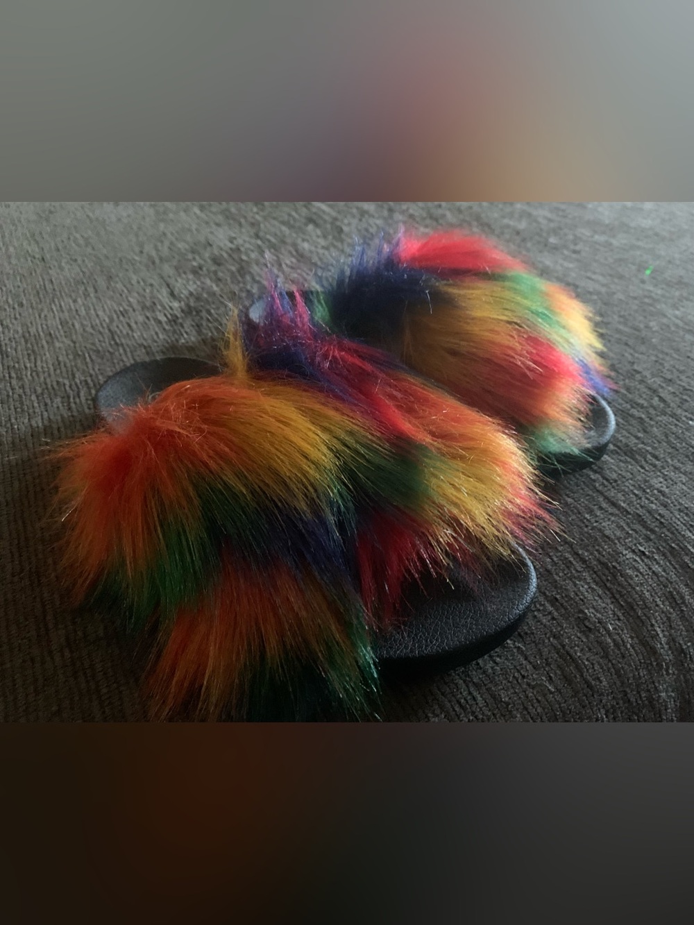 BEARPAW Lucinda Faux Fur Rainbow Slide Sandal - Picture 2 of 6